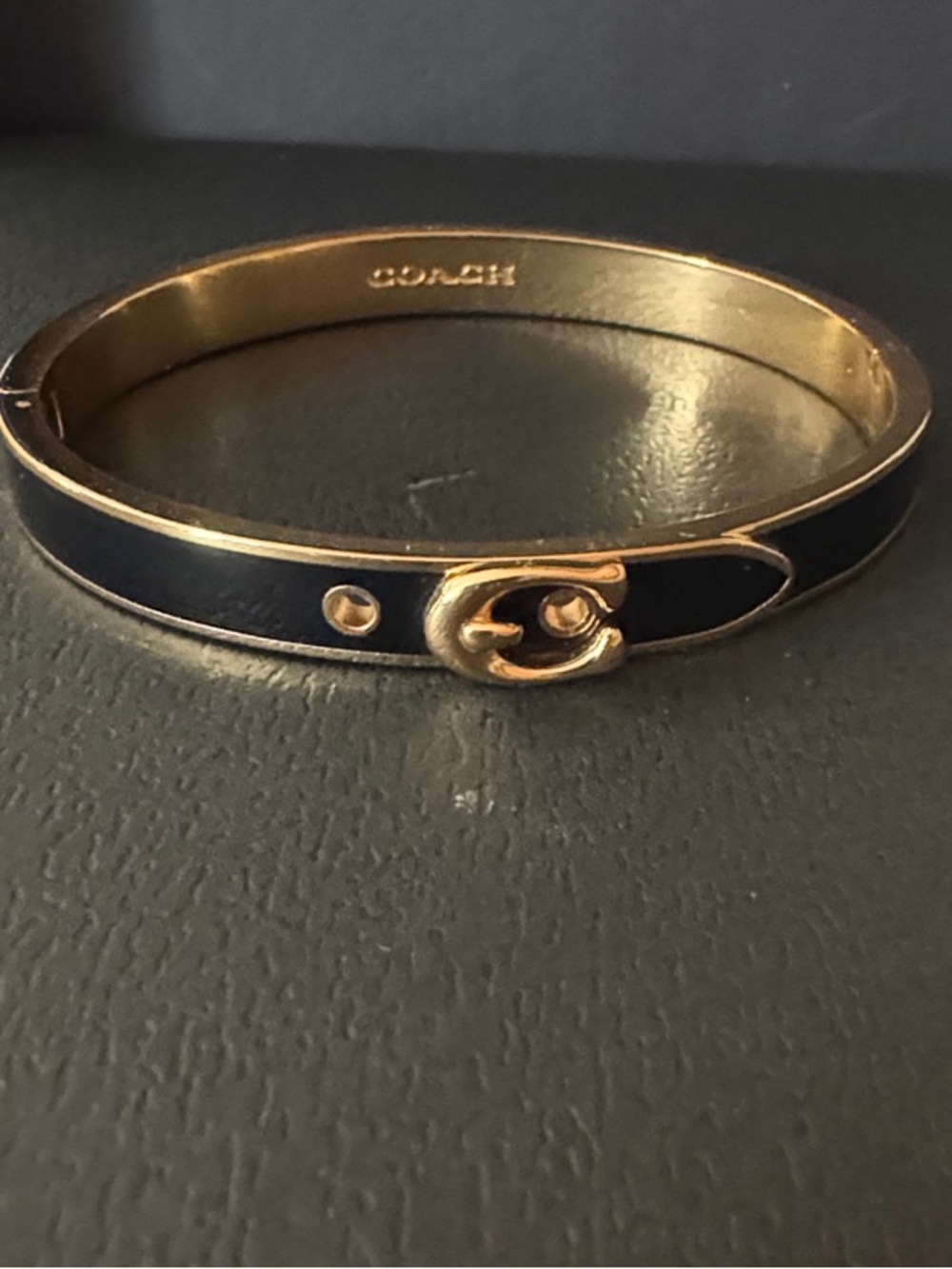 NWOT - Coach Black Enamel Bracelet with Gold-Tone Logo Accent